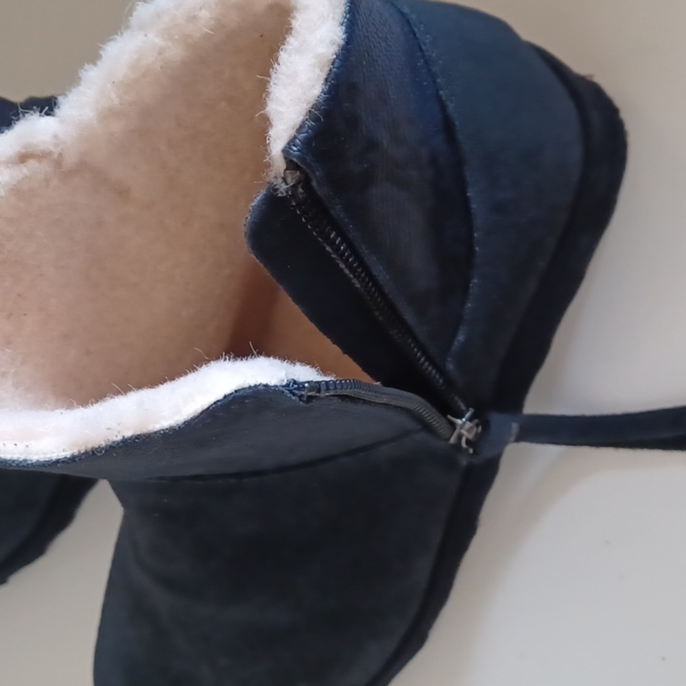 BearPaw Navy Suede Side Zip Ankle Boots - Picture 4 of 10